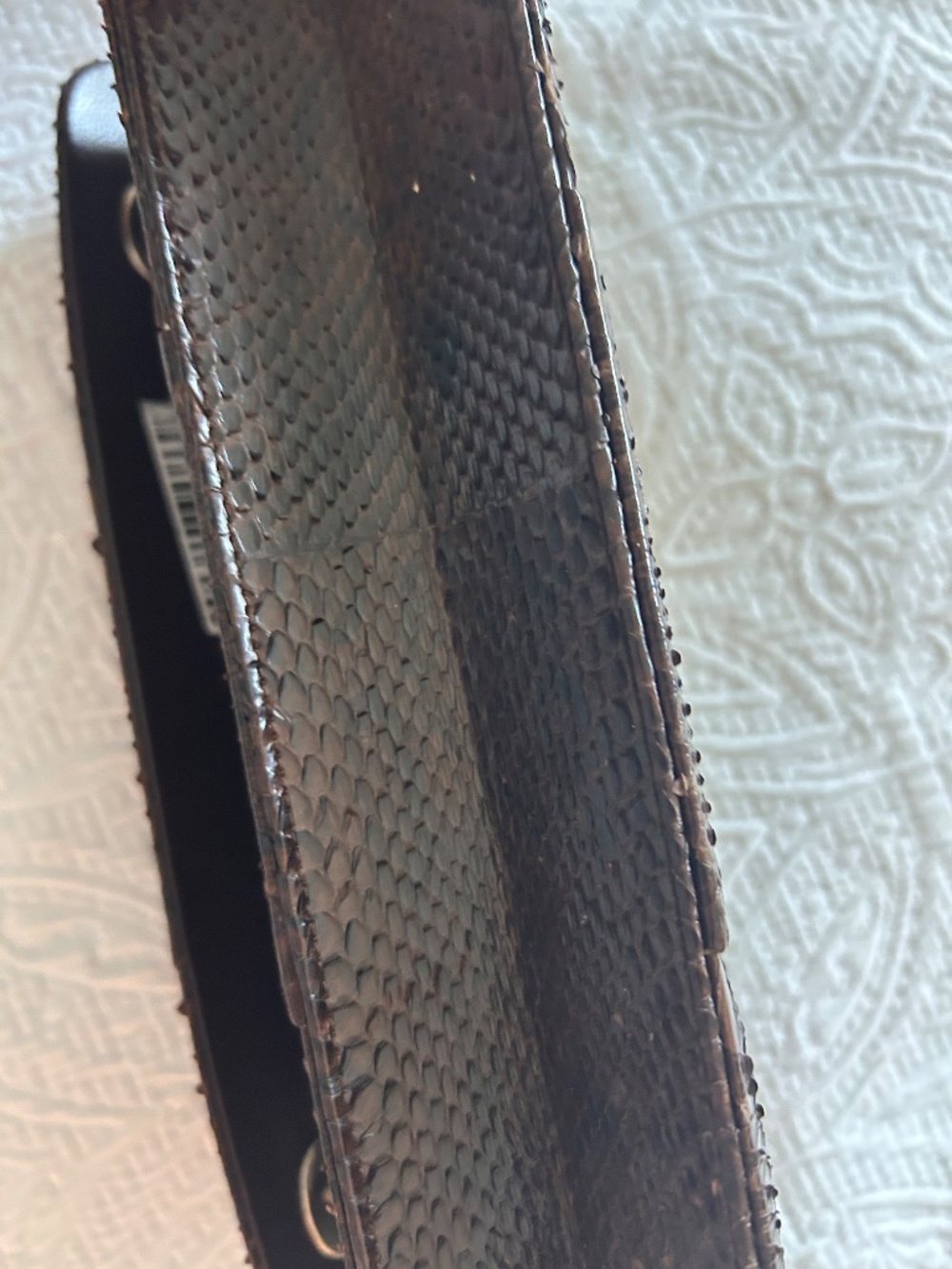 Vintage Dark Brown Snake Skin Clutch and Leather Interior - Picture 4 of 7